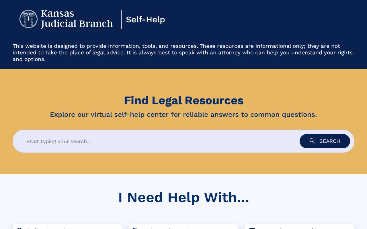Kearny County court calendar on Kansas Self-Help
