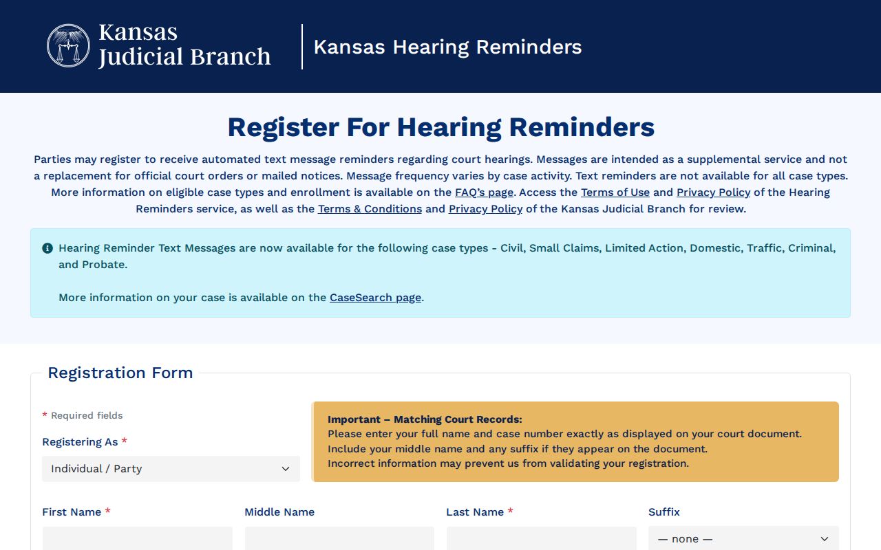 Kearny County court hearing reminder portal