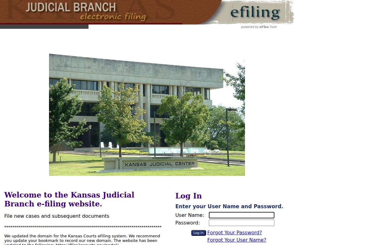 Kearny County civil court docket Kansas eFlex interface