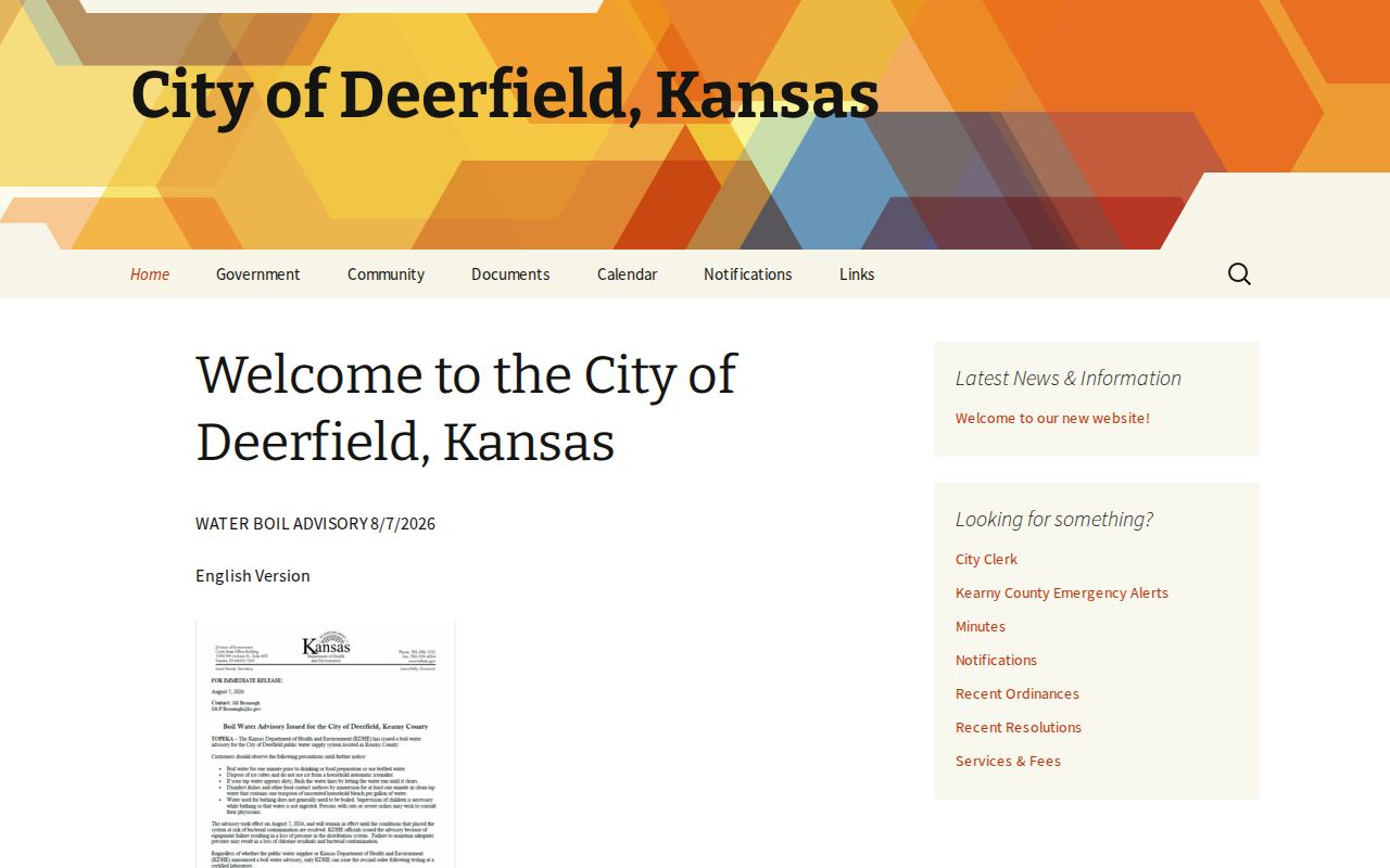 Official City of Deerfield website and local government information