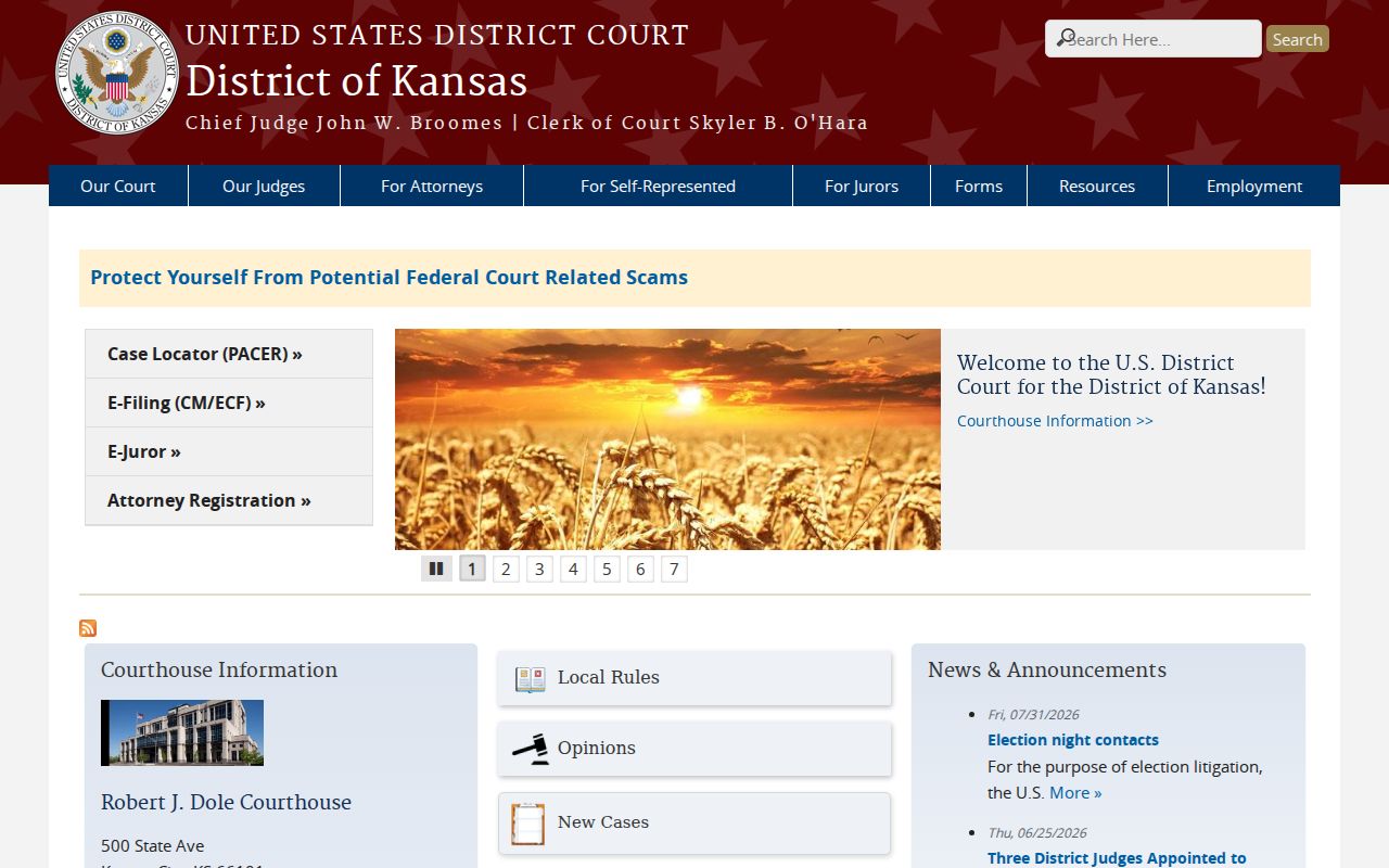 United States District Court for the District of Kansas website