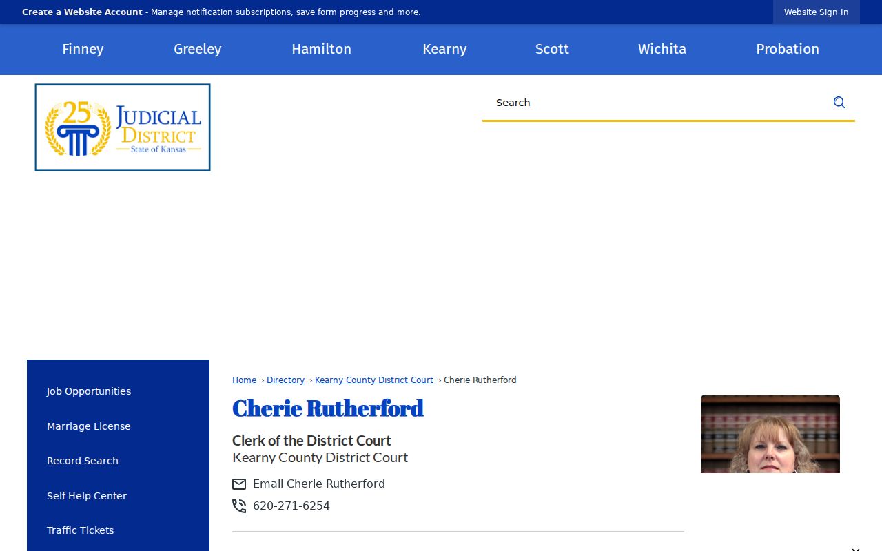 Kearny County court docket clerk contact page