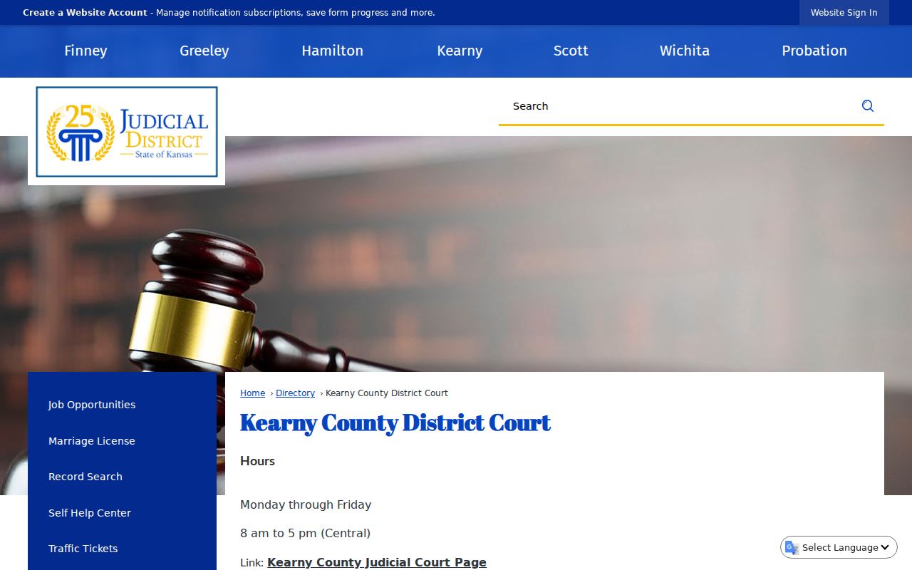 Kearny County court docket clerk directory