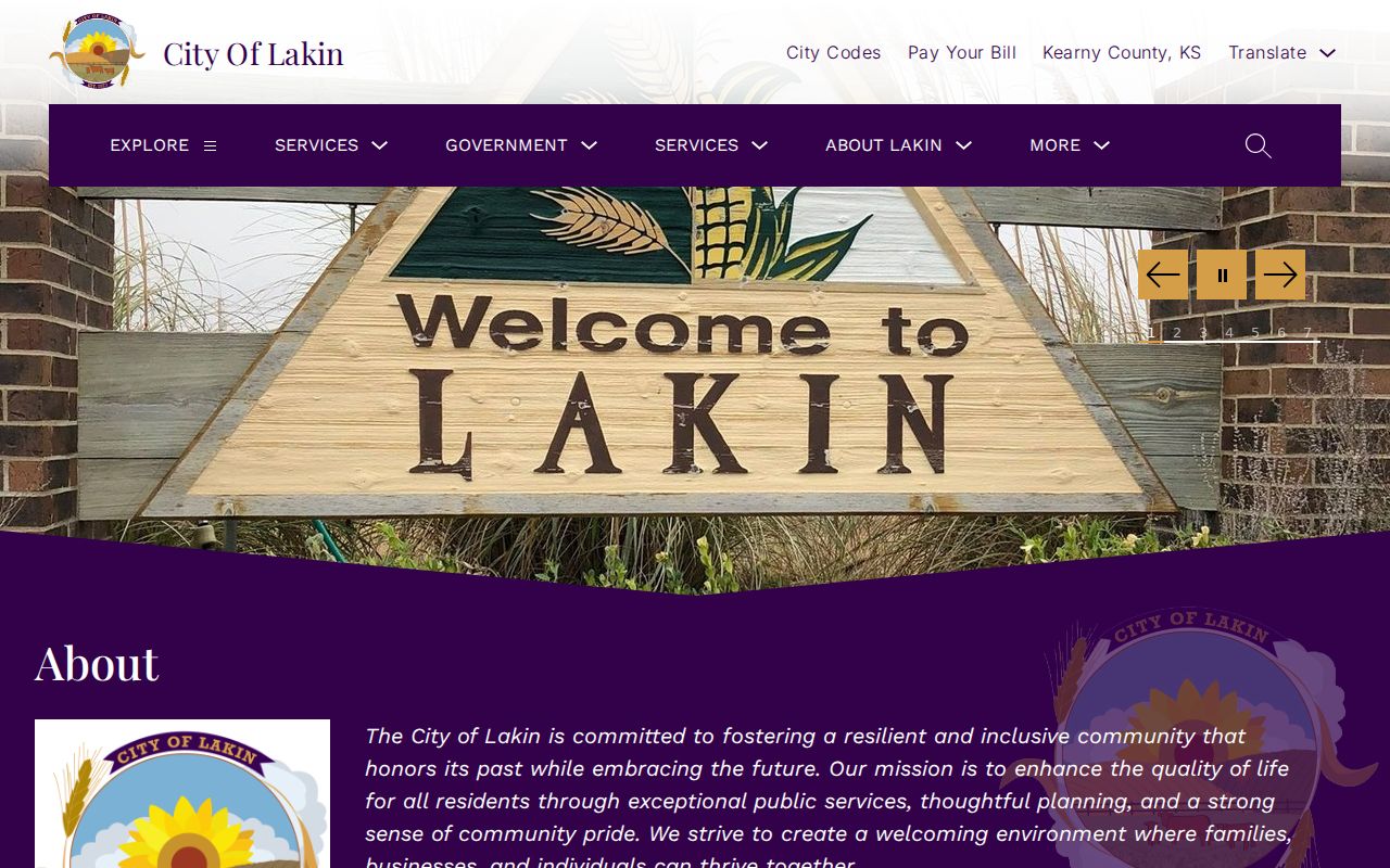 Official City of Lakin home page and city service information