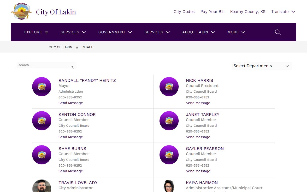 Lakin staff listing for the municipal court clerk
