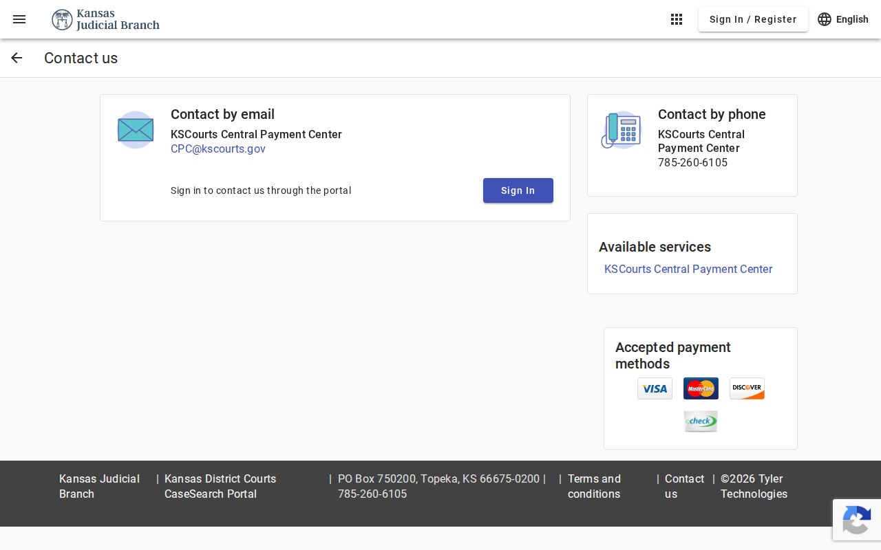 Central Payment Center contact information for Kearny traffic payments
