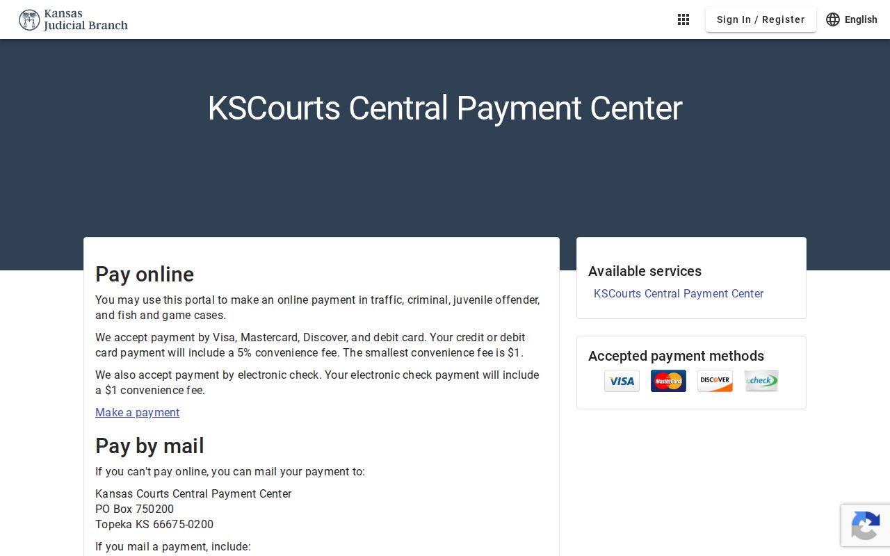 Kansas Central Payment Center home for eligible Kearny traffic payments